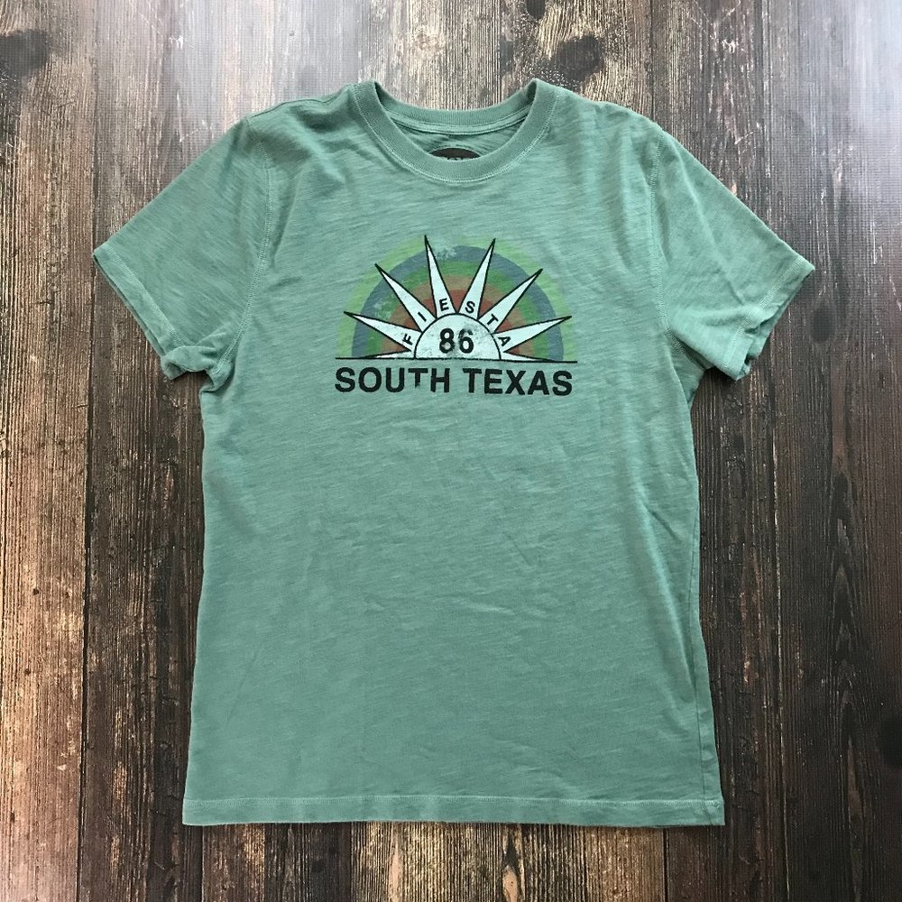 FSL Fiesta 86 South Texas T-Shirt Large Sun Print Soft Thick Cotton Knit Green